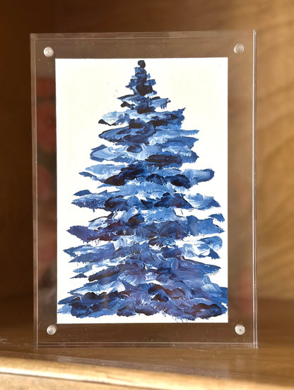 "Blue Christmas 2" Art On Paper 4x6