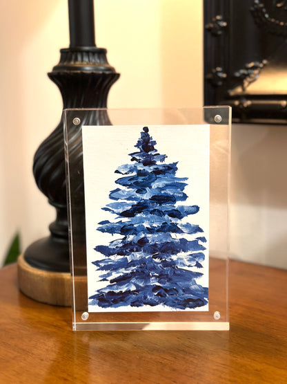 "Blue Christmas 2" Art On Paper 4x6