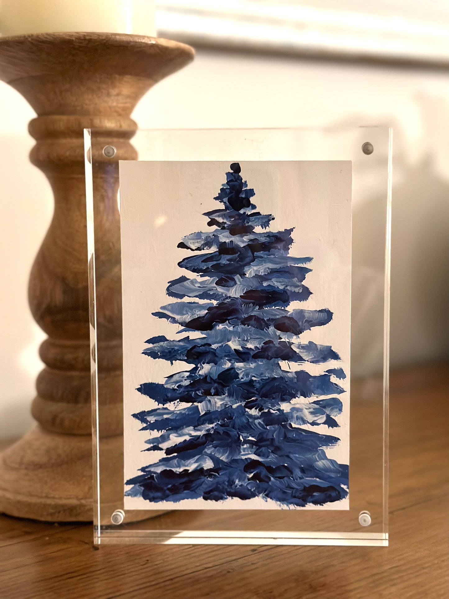 "Blue Christmas 2" Art On Paper 4x6