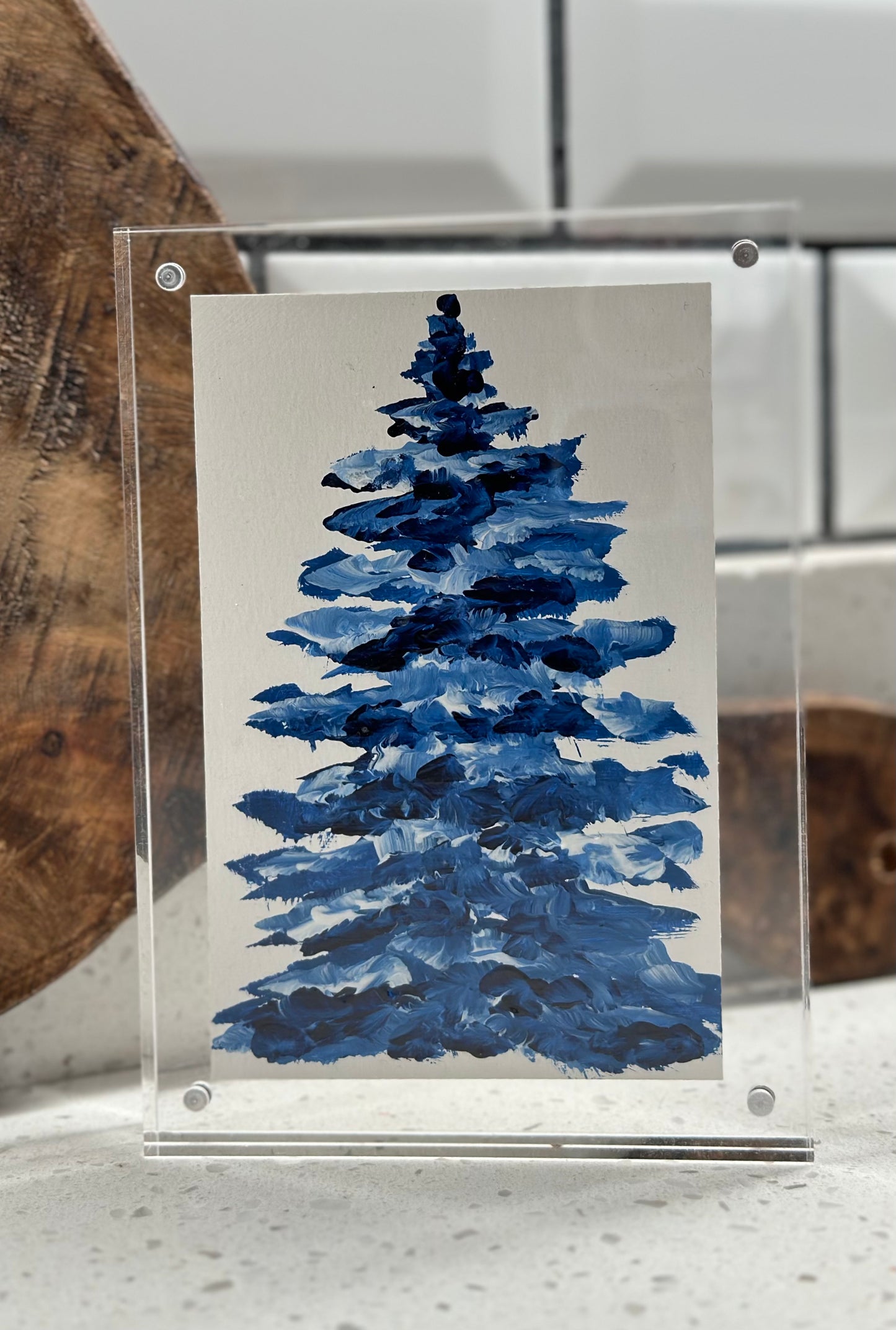 "Blue Christmas 2" Art On Paper 4x6