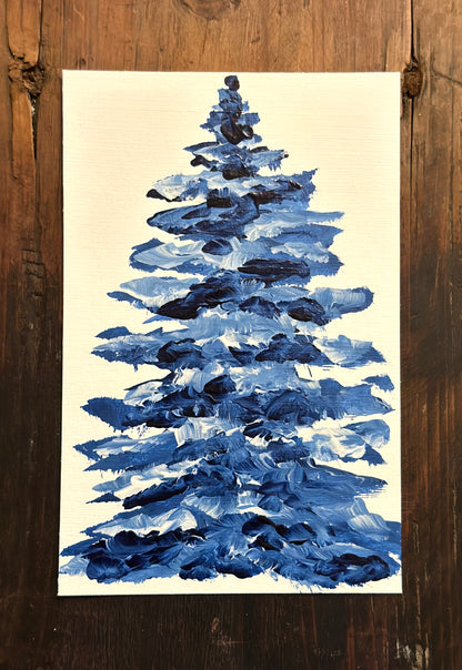 "Blue Christmas 2" Art On Paper 4x6