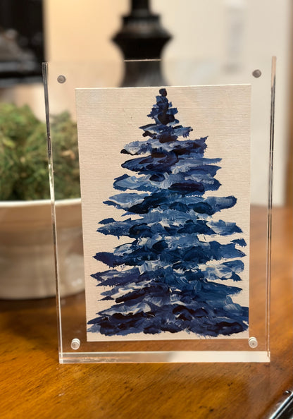 "Blue Christmas 2" Art On Paper 4x6