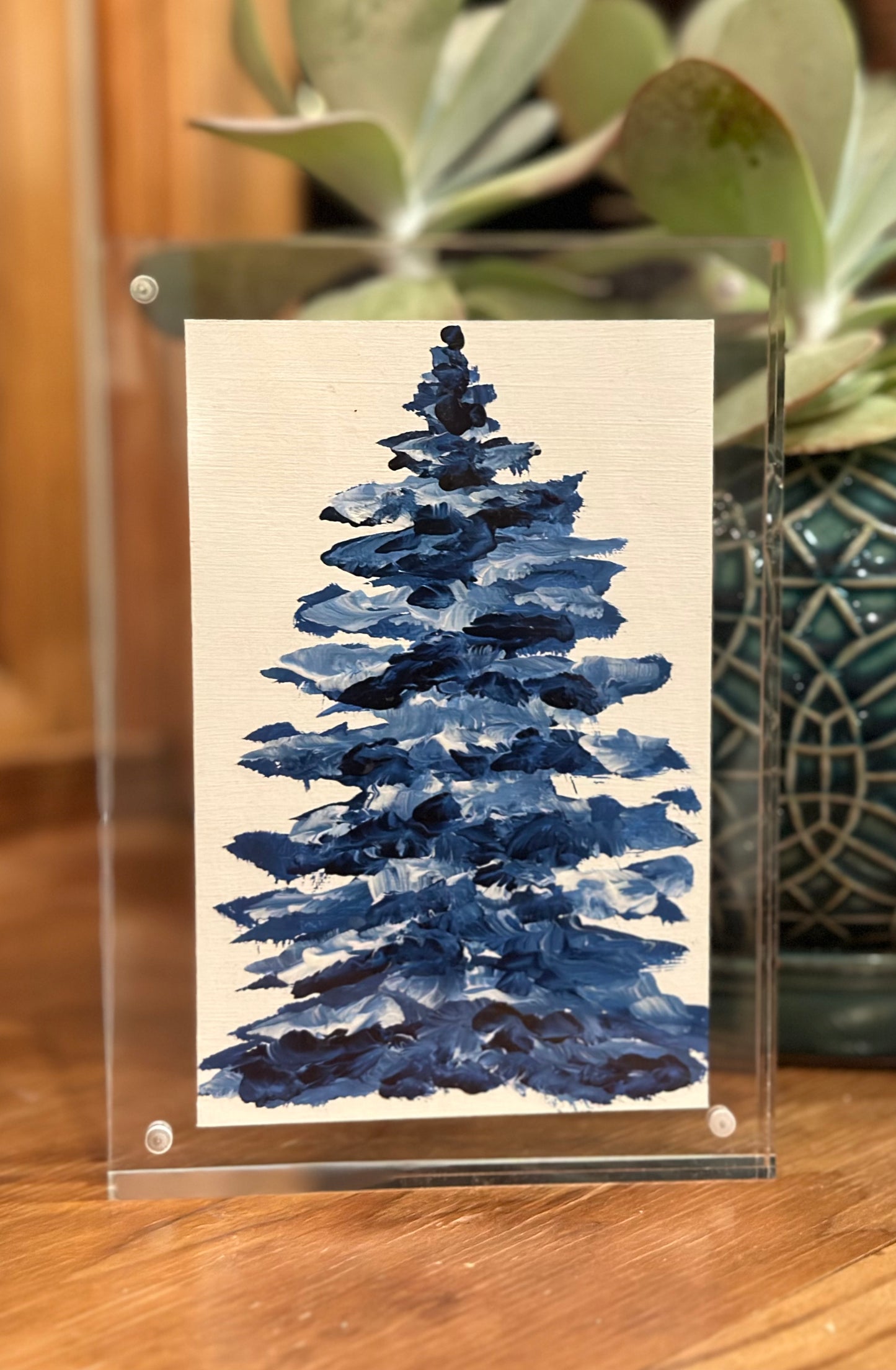 "Blue Christmas 2" Art On Paper 4x6