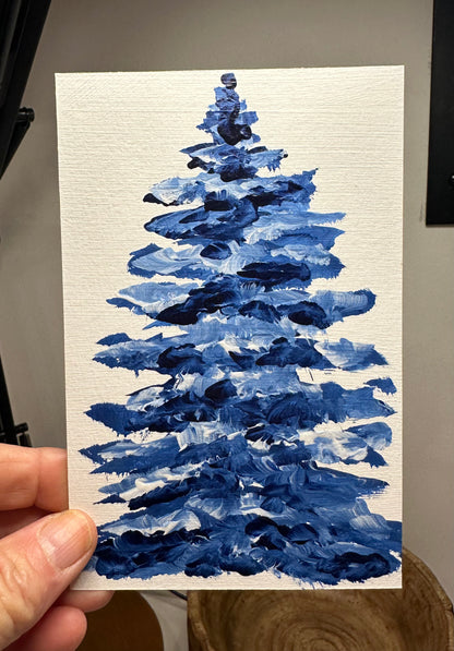 "Blue Christmas 2" Art On Paper 4x6