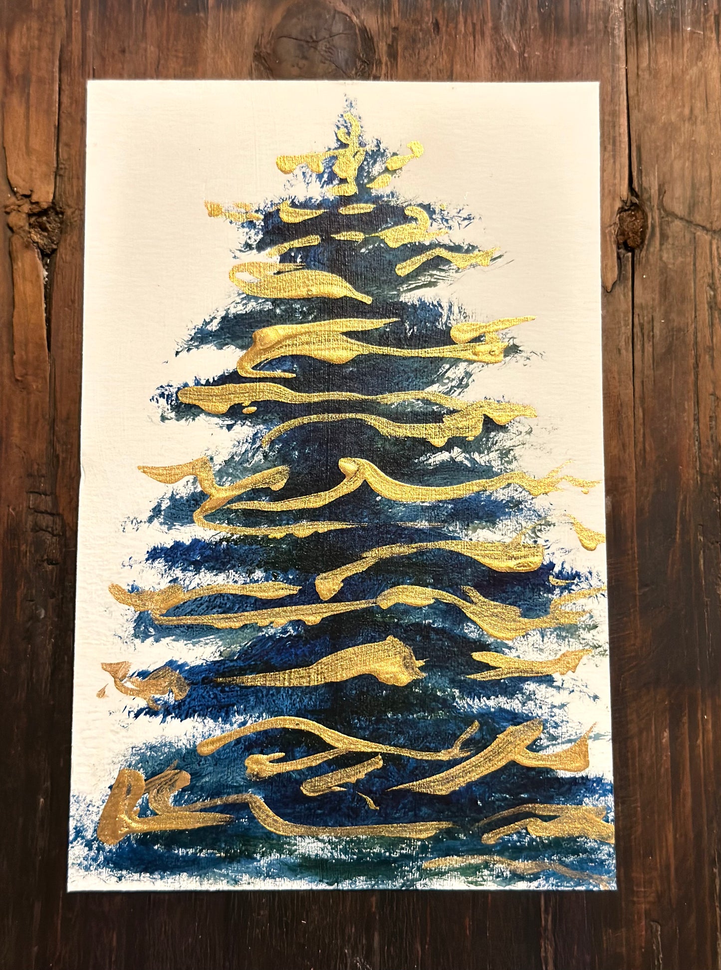 "Blue Christmas 3" Art On Paper 4x6