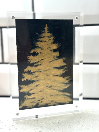 "Shimmer Tree" Art On Paper 4x6